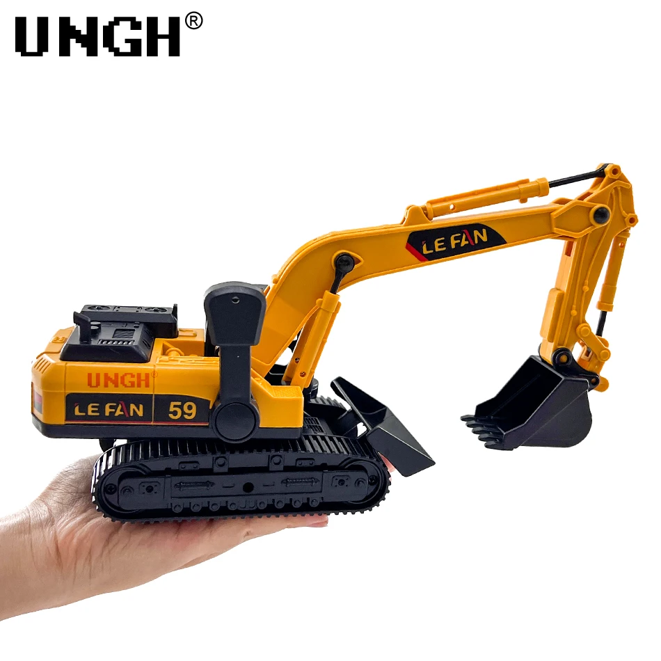 UNGH 1:26 Simulation Diecast Drill Excavator Crane Car Models Inertial Truck for Children Kids Boy Engineering Vehicle Toys Game