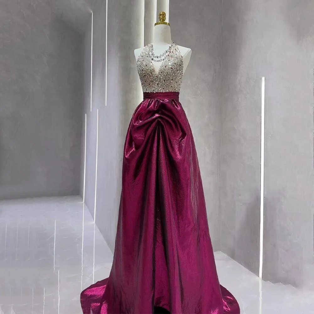 LZPOVE Evening Dresses Luxury 2024 Elegant Sleeveless A Line Prom Dress Saudi Robes De Soirée Beaded Backless Prom Gown