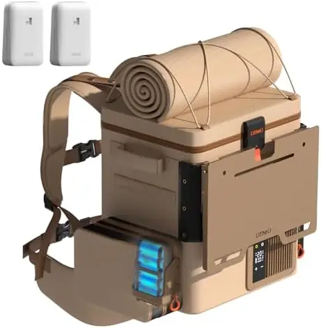 

12 Refrigerator 12V Car Fridge with 2 Batteries, 20L/21QT Portable Freezer Compror Cooler 12/24V DC for Truck Van RV