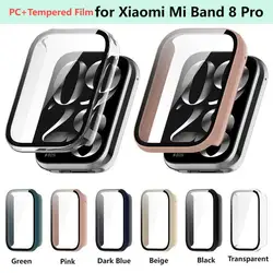 PC +Tempered Glass Case for Xiaomi Mi band 8 Pro Smart Watch Strap Bumper Cover Screen Protector For Xiaomi Mi Band8 Pro