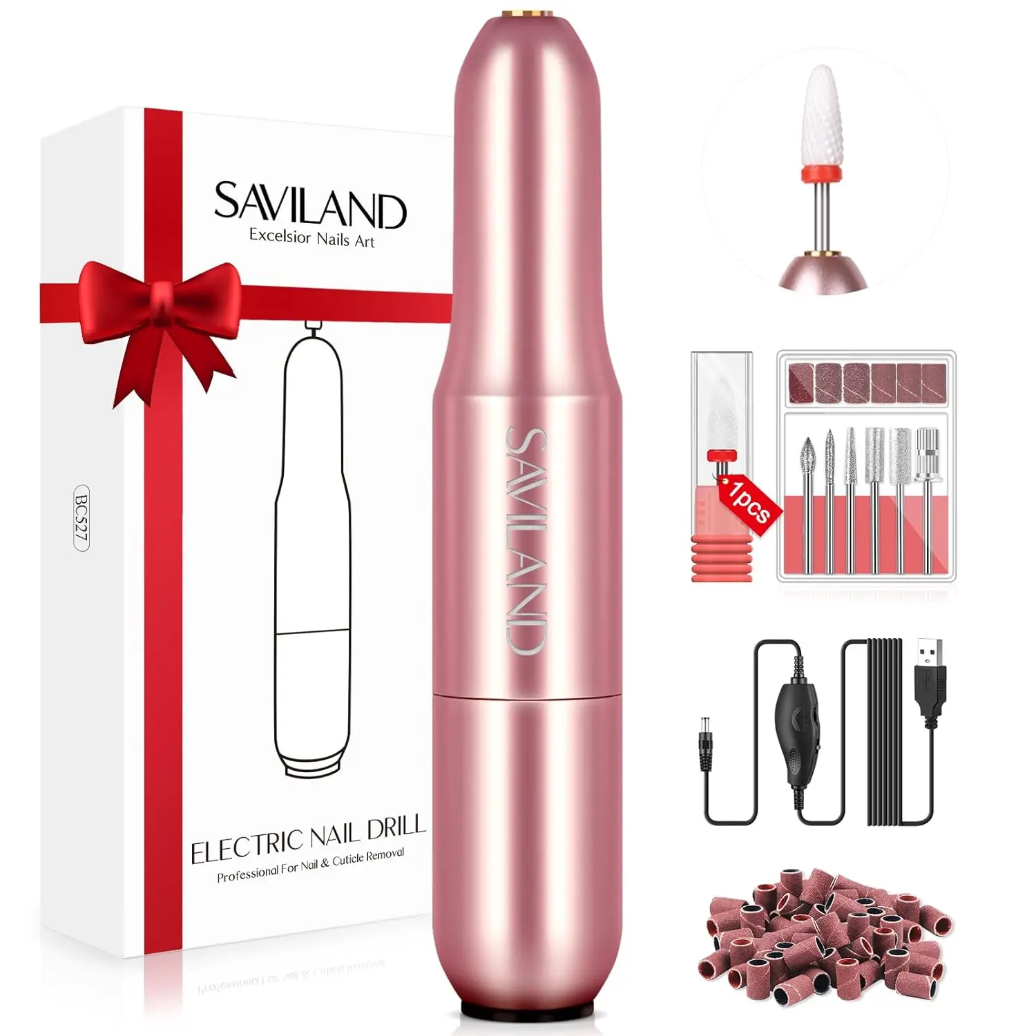 

Электрическая дрель для ногтей SAVILAND: Профессиональная портативная машинка для маникюра 20000 об/мин, профессиональная пилка для ногтей с полным набором насадок для удаления гель-лака