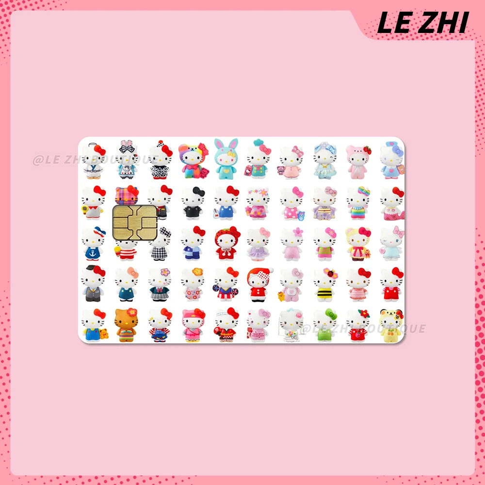 White Doll Hello Kitty Pvc Waterproof Credit Debit Card Skin Sticker Party Sticker Kawaii Diy Decal Small Chip Pass Sticker