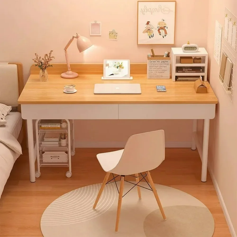 Computer Desk with Drawers Modern Study Table Home Office Desk Bookshelf Writing Desk Bedroom Student Workstation