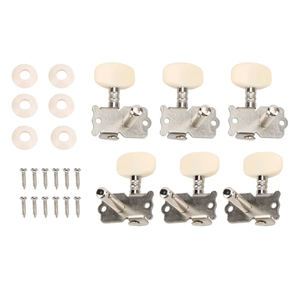 Big Square Head Guitar Tuning Pegs Silver 3L3R Guitar Machine Heads Metal+Plastic Folk Instrument Tuning Pegs