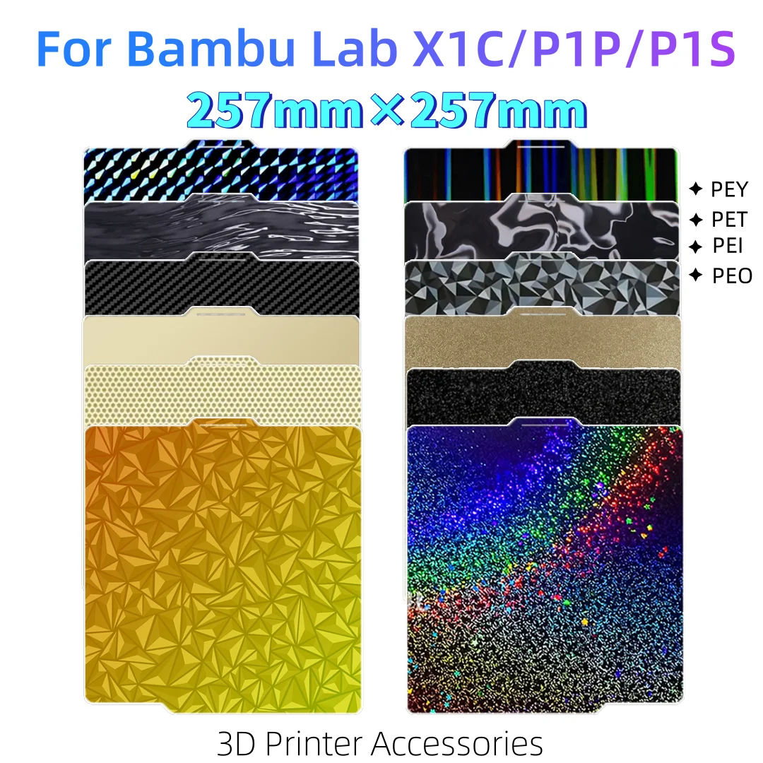 Build Plate For Bambu Lab X1 P1P A1 Bed PEI Sheet Smooth Pei Textured Pei Sheet 257x257 Bamboo Lab X1c Bambulabs P1s A1 Plate