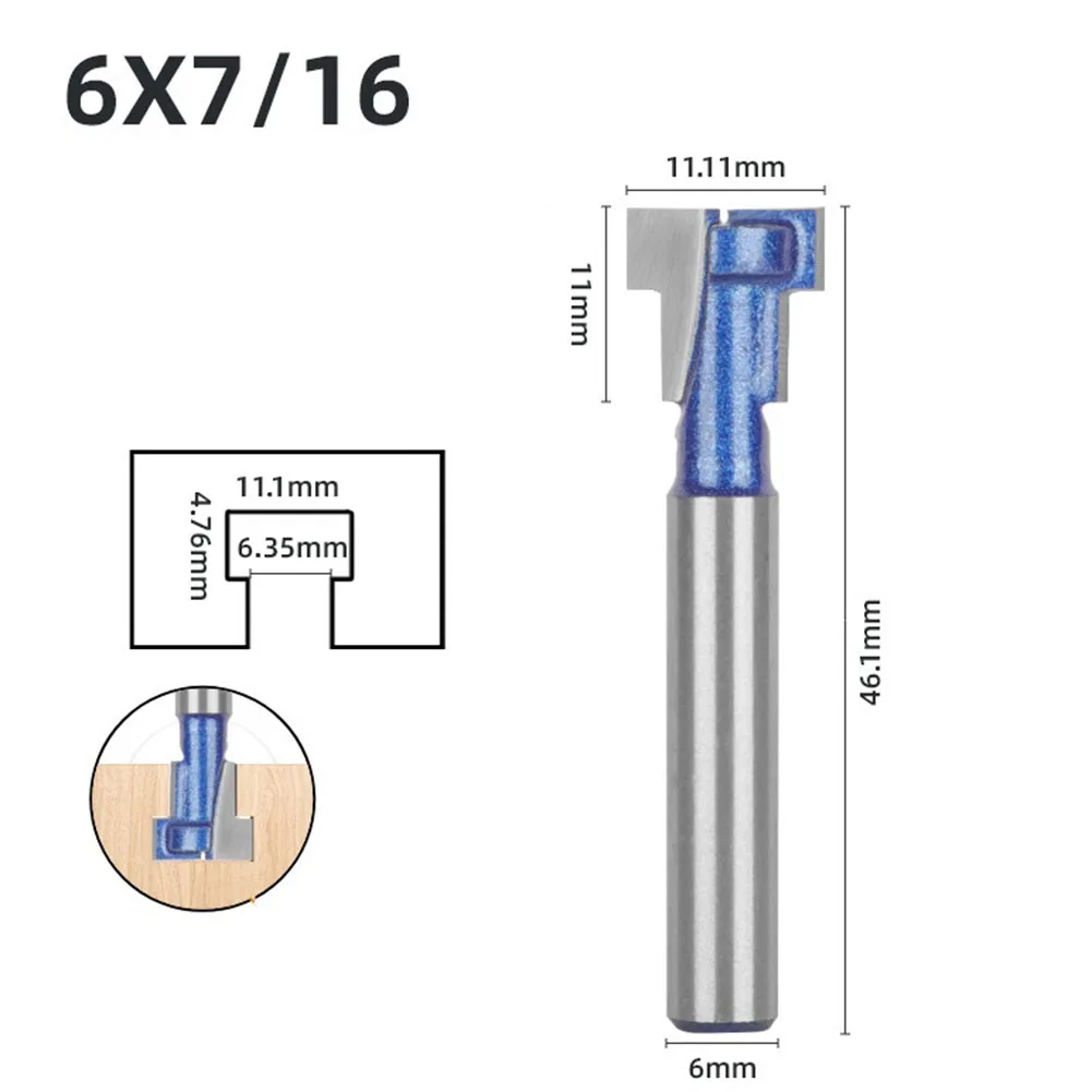 Shank T-Slot Router Bit para Madeira, Liga Parafuso, Furo Fresa, Ferramenta de Slotting, Carpintaria, Fresa, 6mm