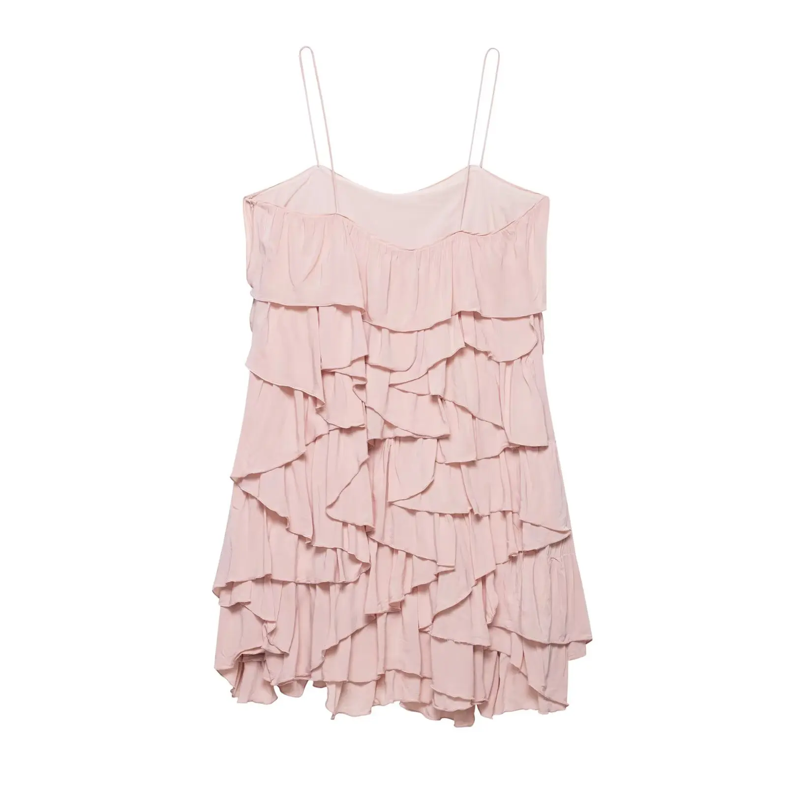 KONDALA Sexy Chic rose Mini robe empilée vacances plage plissée femmes robe de soirée mode 2025 été anniversaire robes amples