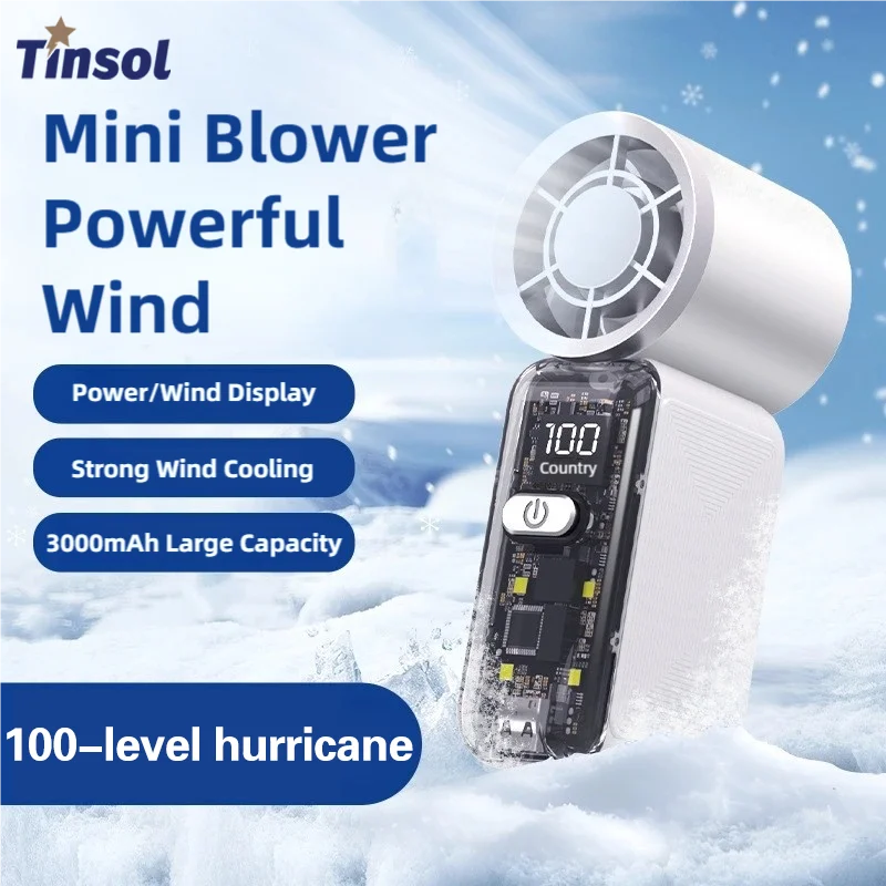 TINSOL Mini high-speed small fan, portable handheld pocket fan, rechargeable, strong wind, small high-speed mini fan