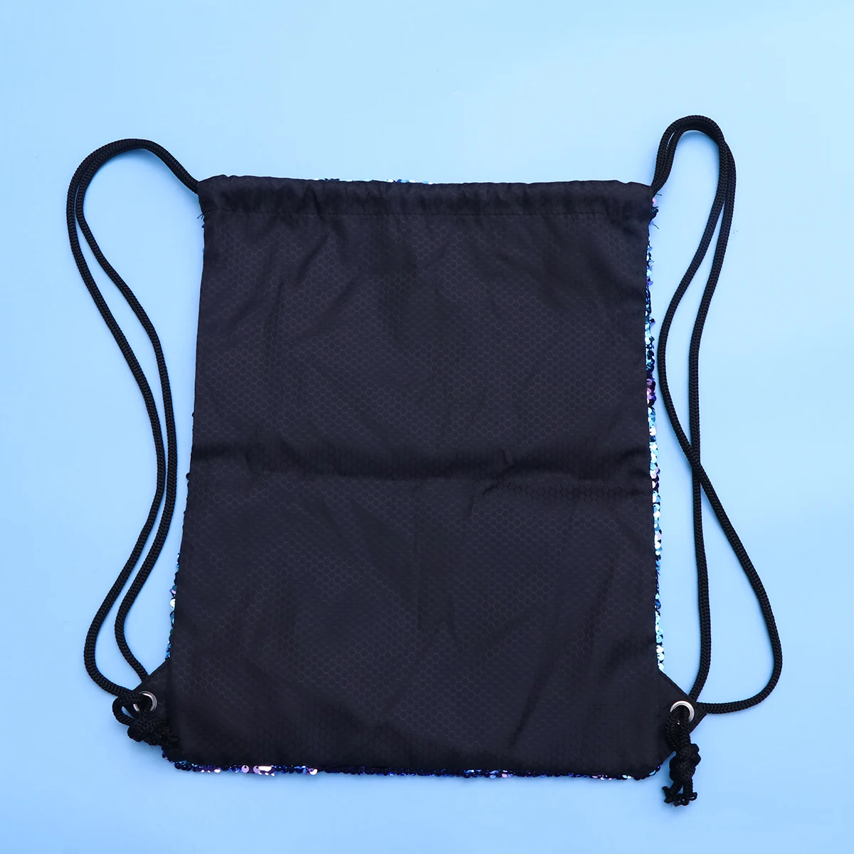 Sequin Backpack Blue Purple Premium Cloth Drawstring Bag Large Capacity Stylish Mermaid Dancing Beach Hiking Bag