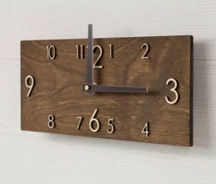 

Retro creative rectangular wooden wall clock home living room office decoration wall watch quartz clock