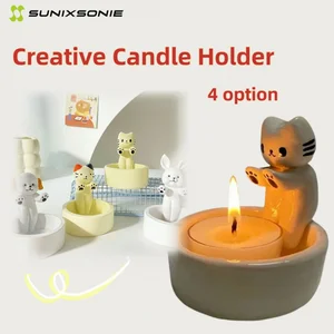 Creative Cat Candlestick, Kitten xinh đẹp, chó, thỏ, trang trí hoạt hình của phim hoạt hình 8 Velas nến bán hàng chính - 5