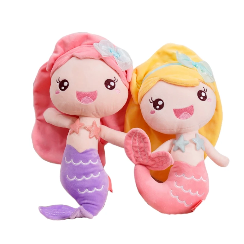 

Kawaii Mermaid Plush Toys Cute Fish Stuffed Accompany Doll Girly Sweet Princess Bed Decor Soft Lovely Birthday Gift for Kids