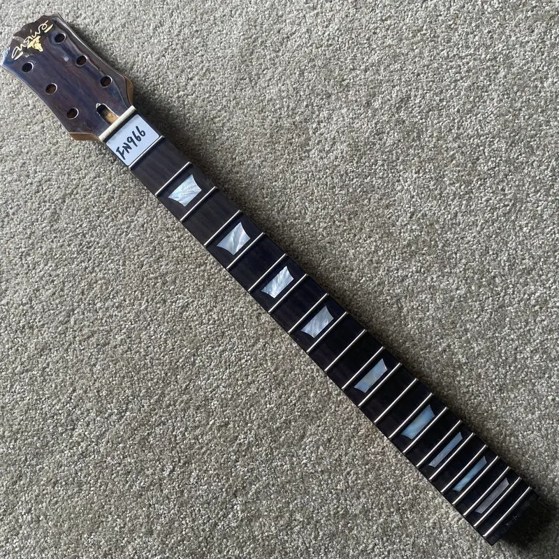 FN966 648MM Scales Length Unfinished 6 String Electric Guitar Neck Maple+Rosewood MOP Inlay 22 Frets with Damages for DIY