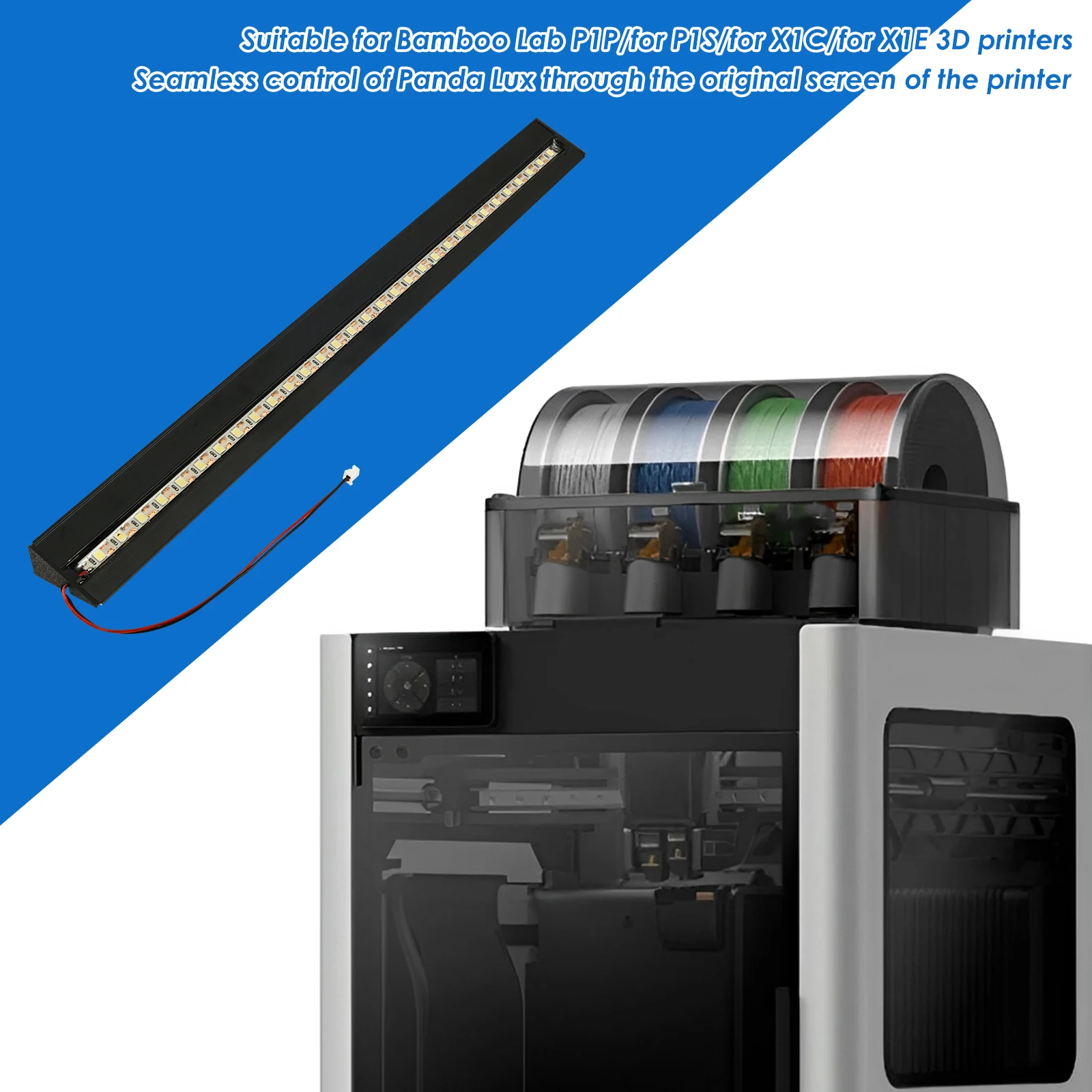 

3D Printer LED Light Bar Kit Compatible with Bambu-Lab P1P/P1S/X1C/X1E 3D Printers Magnetic Installation Aluminum Alloy LED Ligh