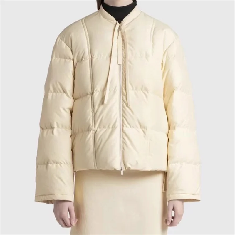 winter coats woman 2024 New in Lace up slim fitting quilted down jacket 90 white duck down filling Puffer coats Warm thick coat