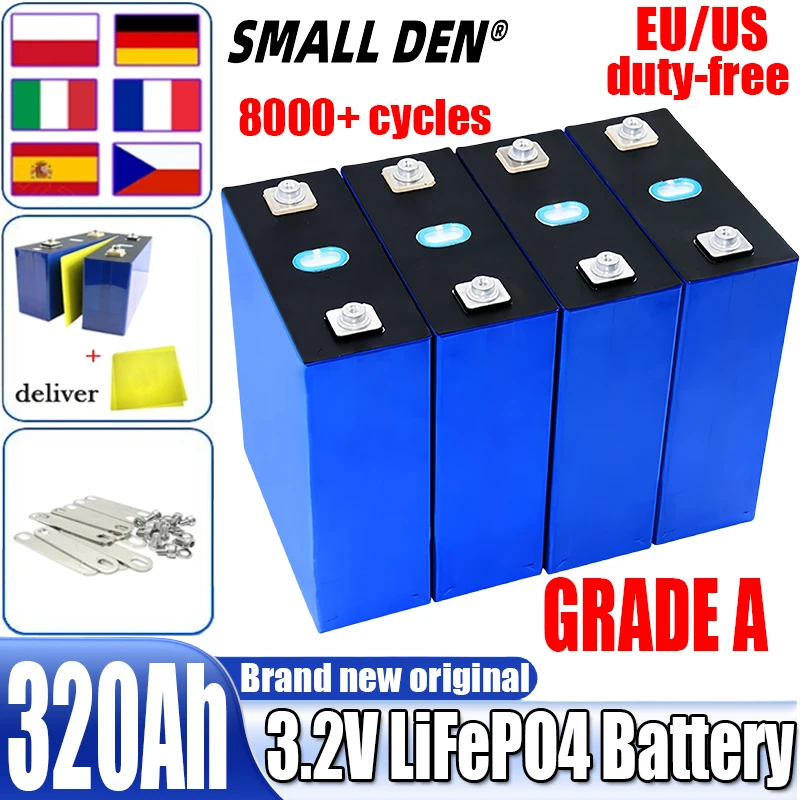 

3.2V 320Ah new 1-32PCS DIY 12V 24V 48V Grade A LiFePO4 battery electric scooter RV lithium iron phosphate solar storage system A