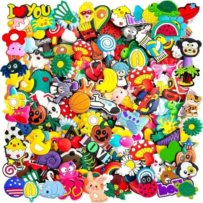 10/20/30/40/50PCS Random Cartoon Animal Shoe Charms Decrations for Croc Charms Buckle Kids X-mas Gifts Shoe Accessories