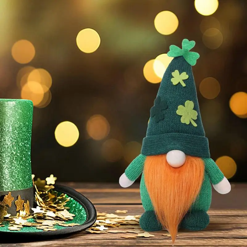 St Patrick's Day Gnome Ornaments St Patricks Day Ornaments Gnomes With Shamrock Green Gnomes Decorations For Home Cute Gnome