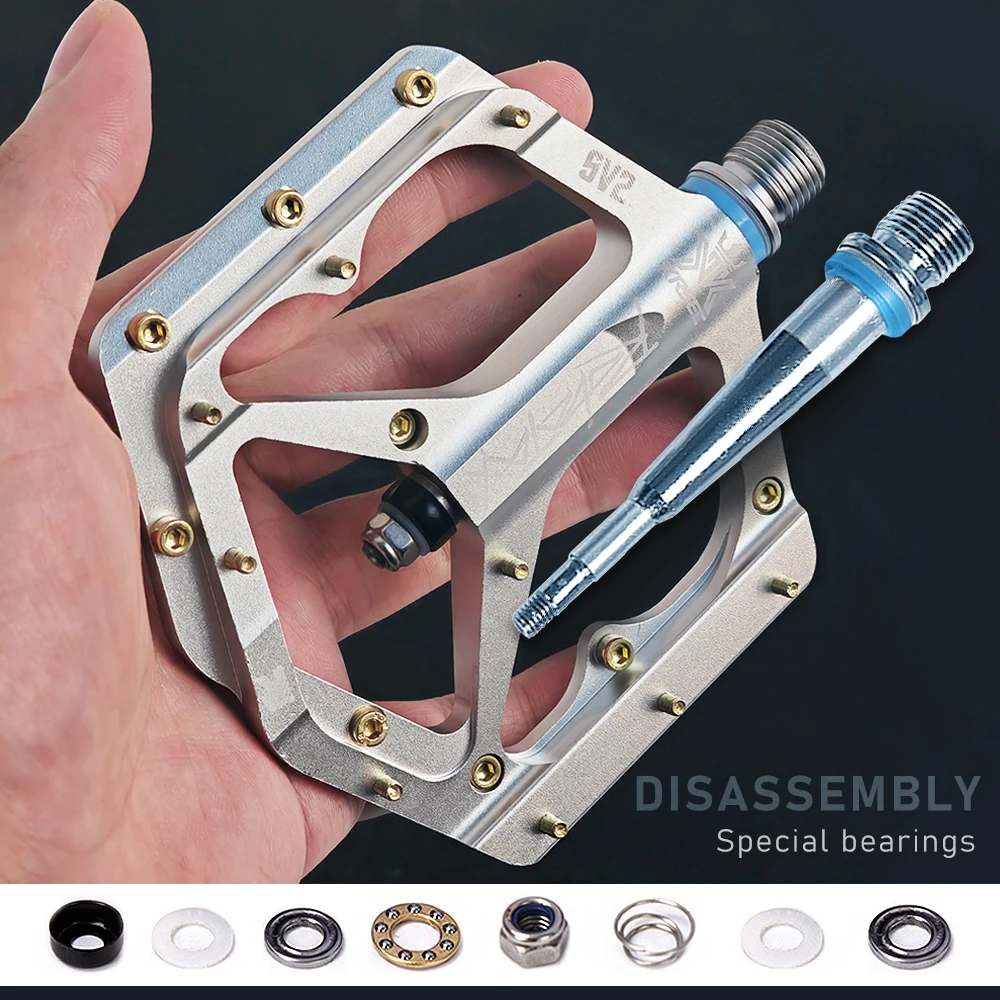 KRSEC Fahrradpedale aus CNC-Aluminiumlegierung, Rutschfest mit DU-Lagern, für MTB und Rennrad, Breite Pedale, Professionelles Fahrradzubehör – Detail 3