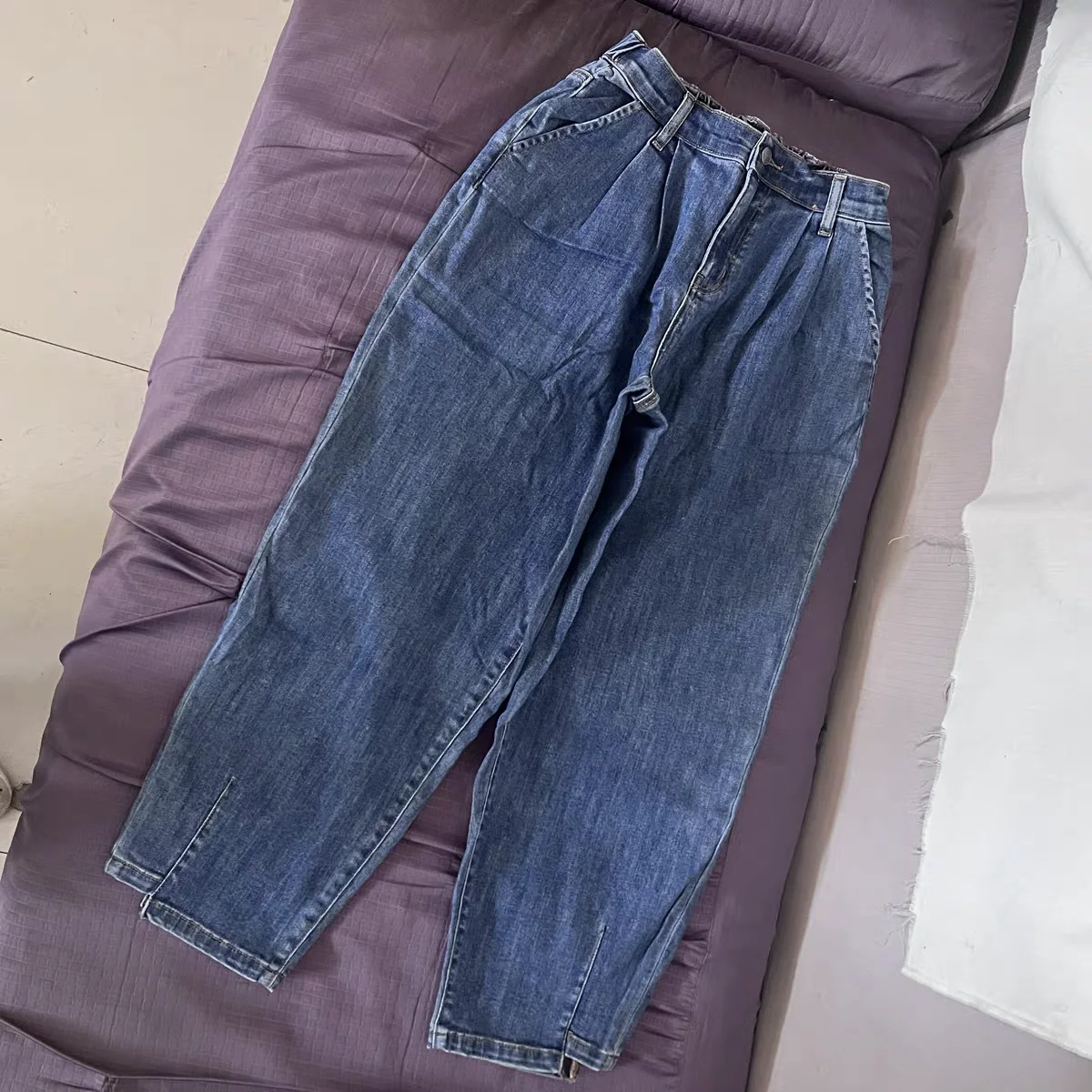 

Женские повседневные широкие джинсы с высокой талией, свободные длинные брюки 95, удобные дышащие брюки из хлопка с завышенной талией