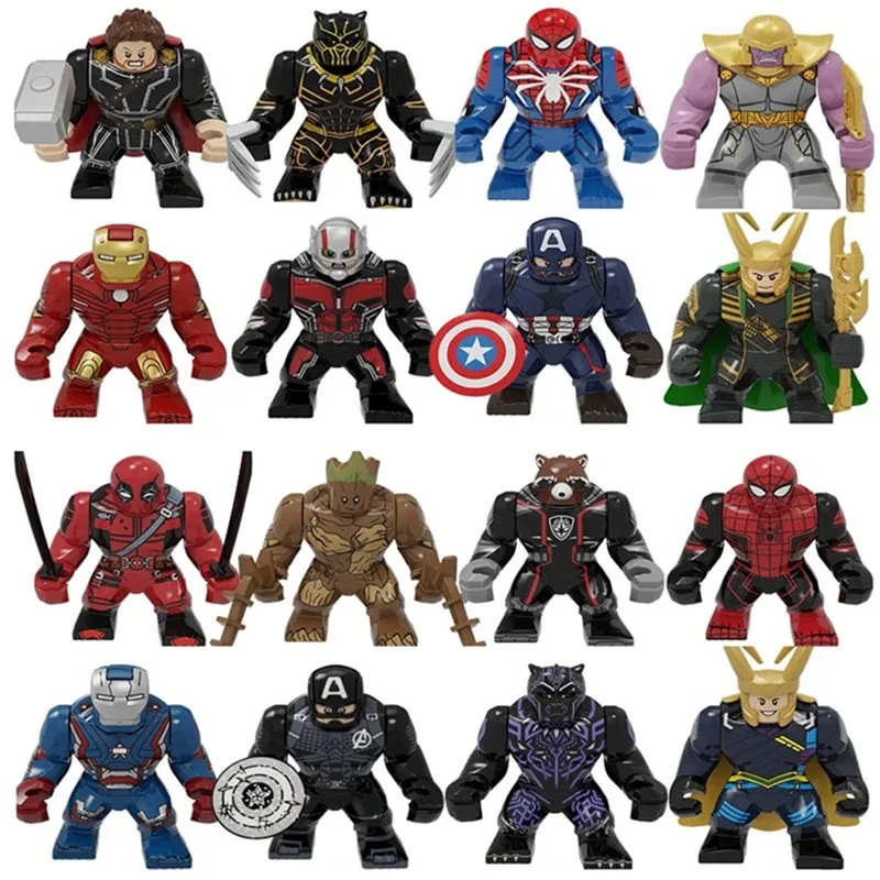 75PCS Anime Figures Marvel Mini Block Man, Superhero Thanos Iron Man, Spider Man Duo, Block Toy Handheld, Children's Gift