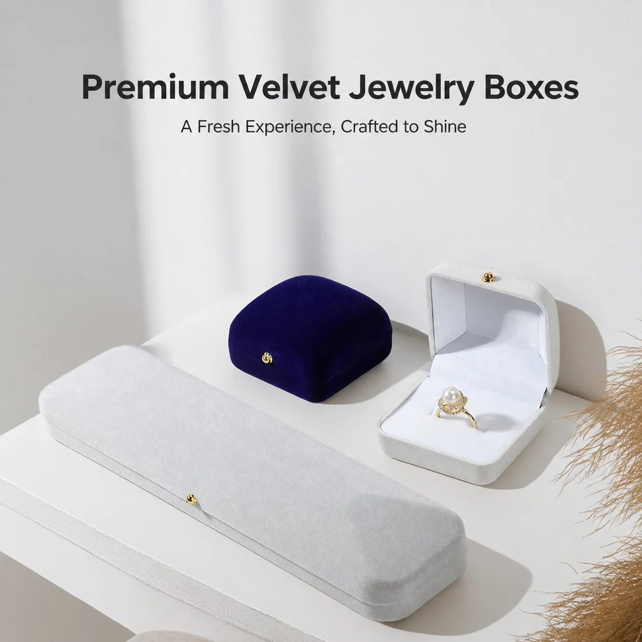 Bracelet Pendant Box Elegant Ring Earring Box Pu Jewelry Case Light Luxury Velvet Flocked Box For Engagement Retail Display