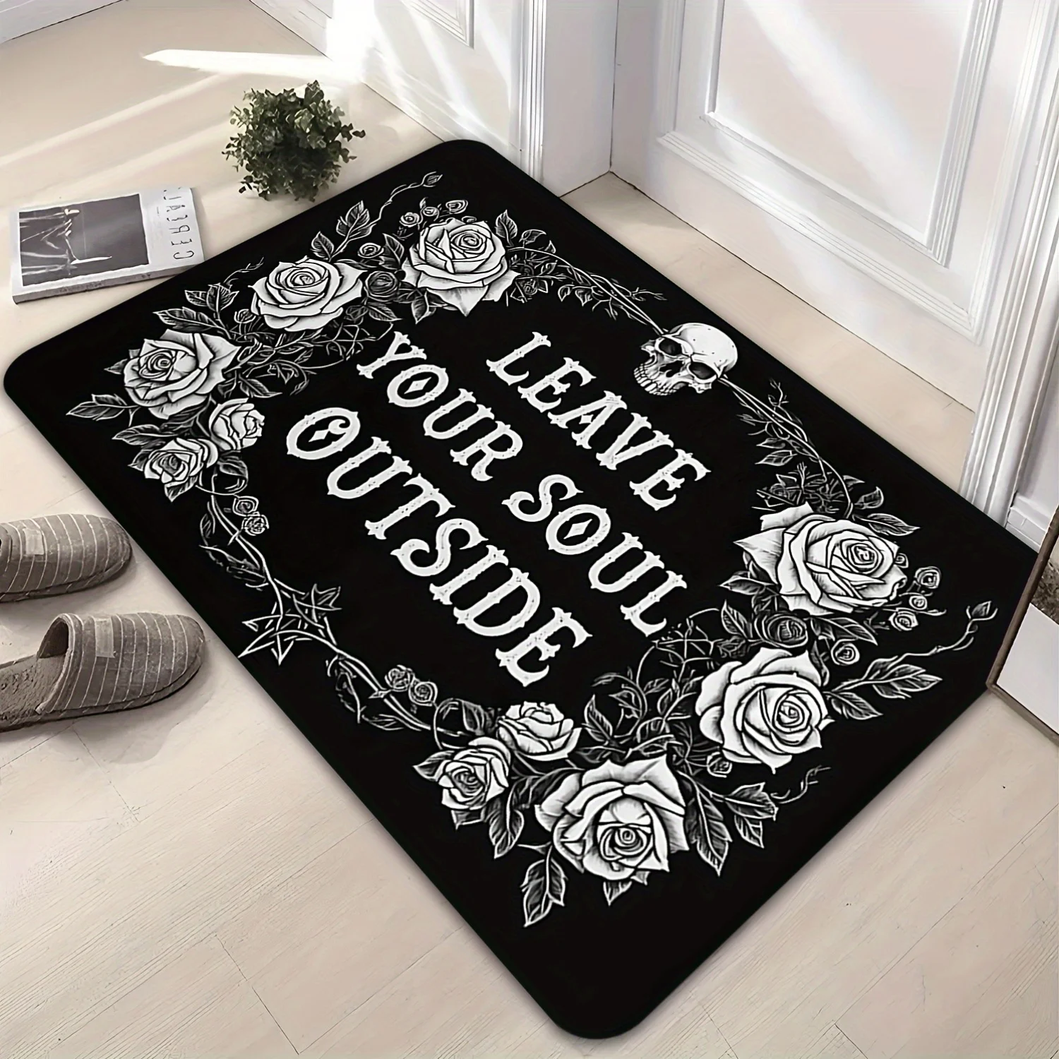 Leave Your Soul At The Door Gothic Witch Non Slip Door Mat Floor Mat For Entryway Bathroom Kitchen Living Room