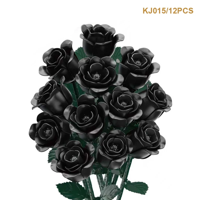 جاكي بلاك روز ديكور المنزل الإبداعية زخرفة نموذج زهرة الجمعية ألعاب مكعبات البناء عيد الحب هدية عيد الأم