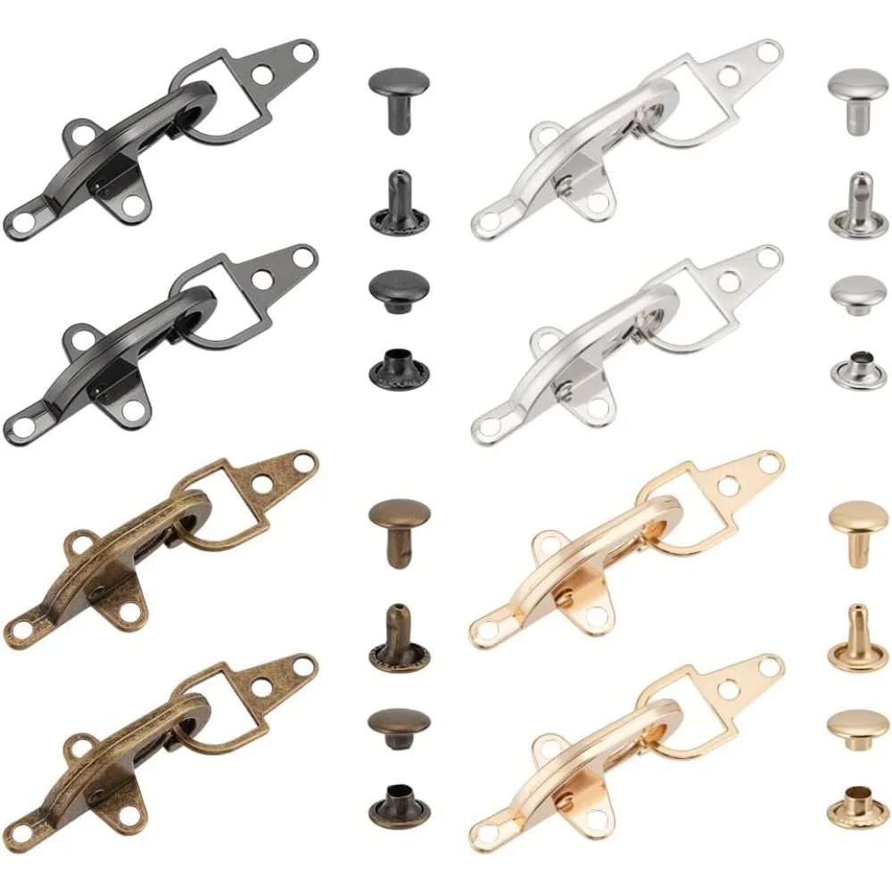 

8 Sets 4 Colors Alloy Clothing Accessories Coat Buckles Shirts Dresses Shawl Lobster Clasp Clips with Rivet Cardigan Collar