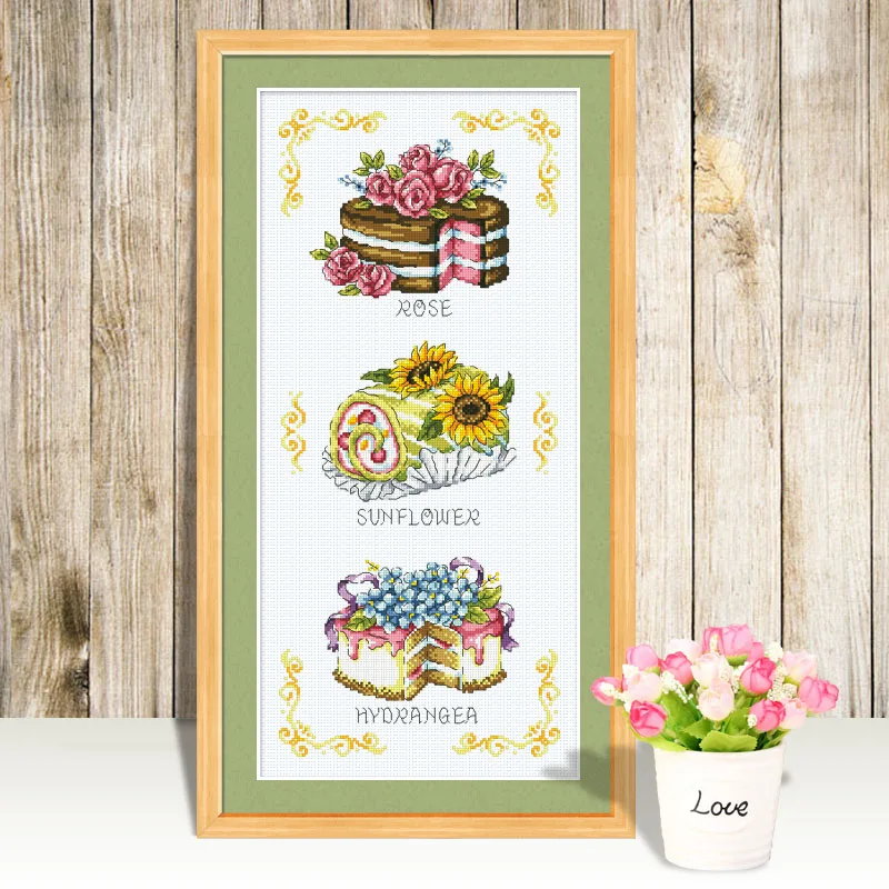 Lovely Cross Stitch Kit, Flower Cake, Teapot, Rose, Sunflower, Hydrangea, Dessert, Bread, SO, 11, 14, 18, 28, 25, 22, 16CT