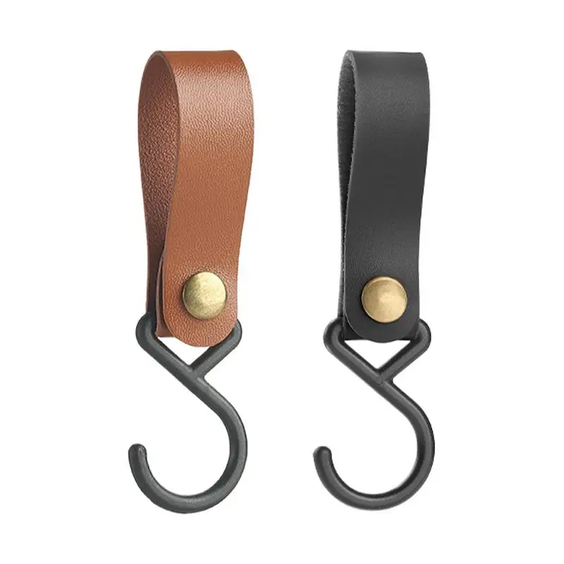 S Hook Leather Outdoor Camping Hook for Kitchen Portable Leather Hooks S Shelf Hooks Camping Hook for Kitchen Bathroom Bedroom