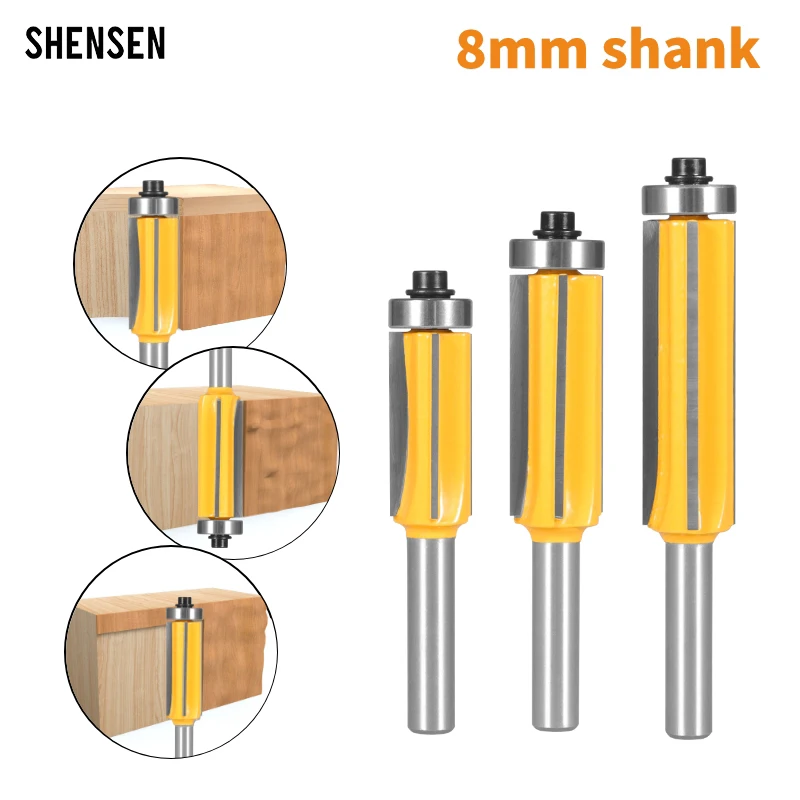 8mm Shank Z4 Flush Trim Router Bit With 4 Blade Woodworking MIlling Cutter For Wood BIT