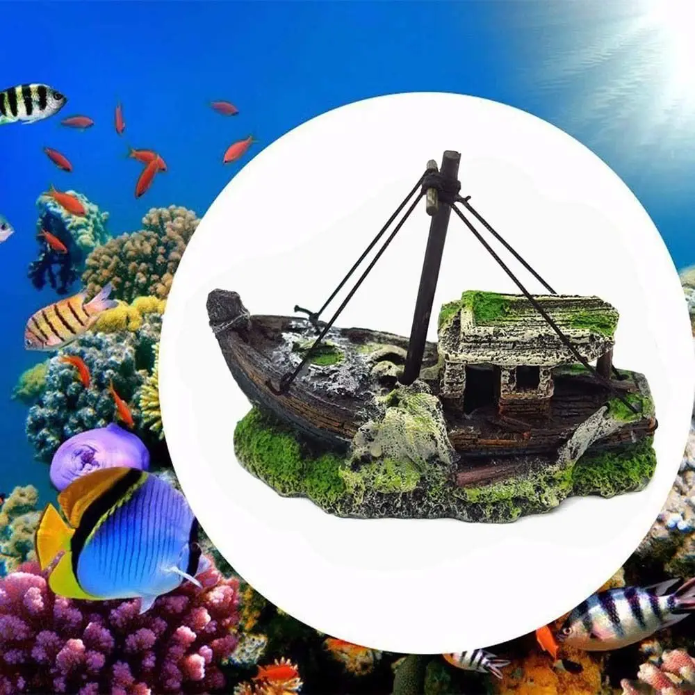 Fish Tank Decor Aquarium Decoration Fish Rest Submarine Ornaments Sunken Ship Fish Tank Landscape Landscaping Accessories