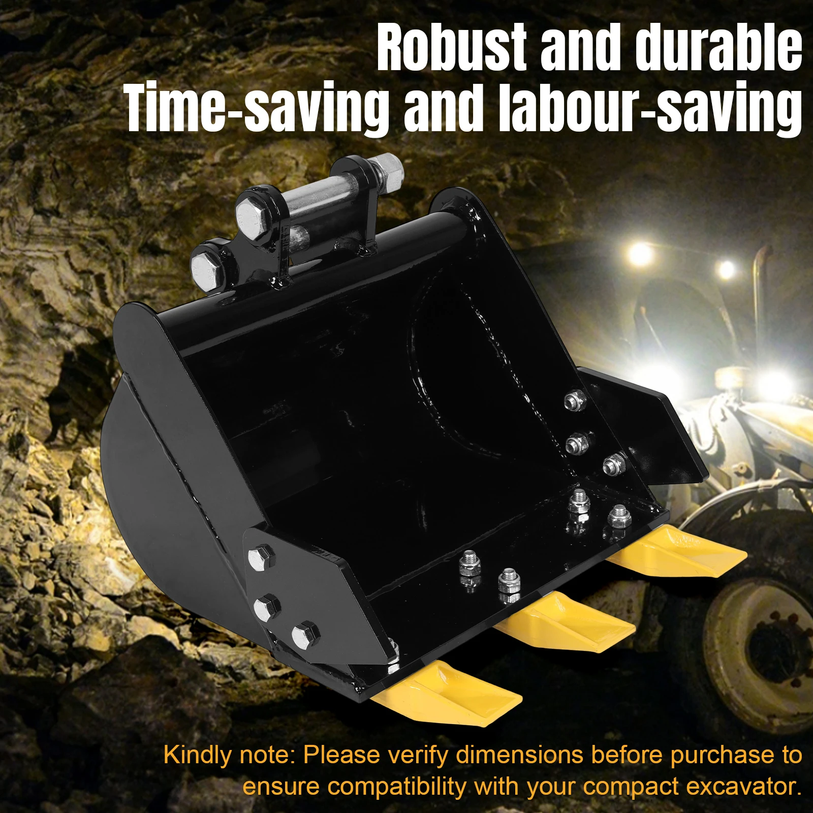 15,75 Zoll/400 mm schwerer Baggeraufsatz, 0,98 Zoll Loch, Mini-Trenchschaufel, 3,46 Zoll mittlerer Radstand, kompatibel mit 0,8–1,8 Zähnen Bagger