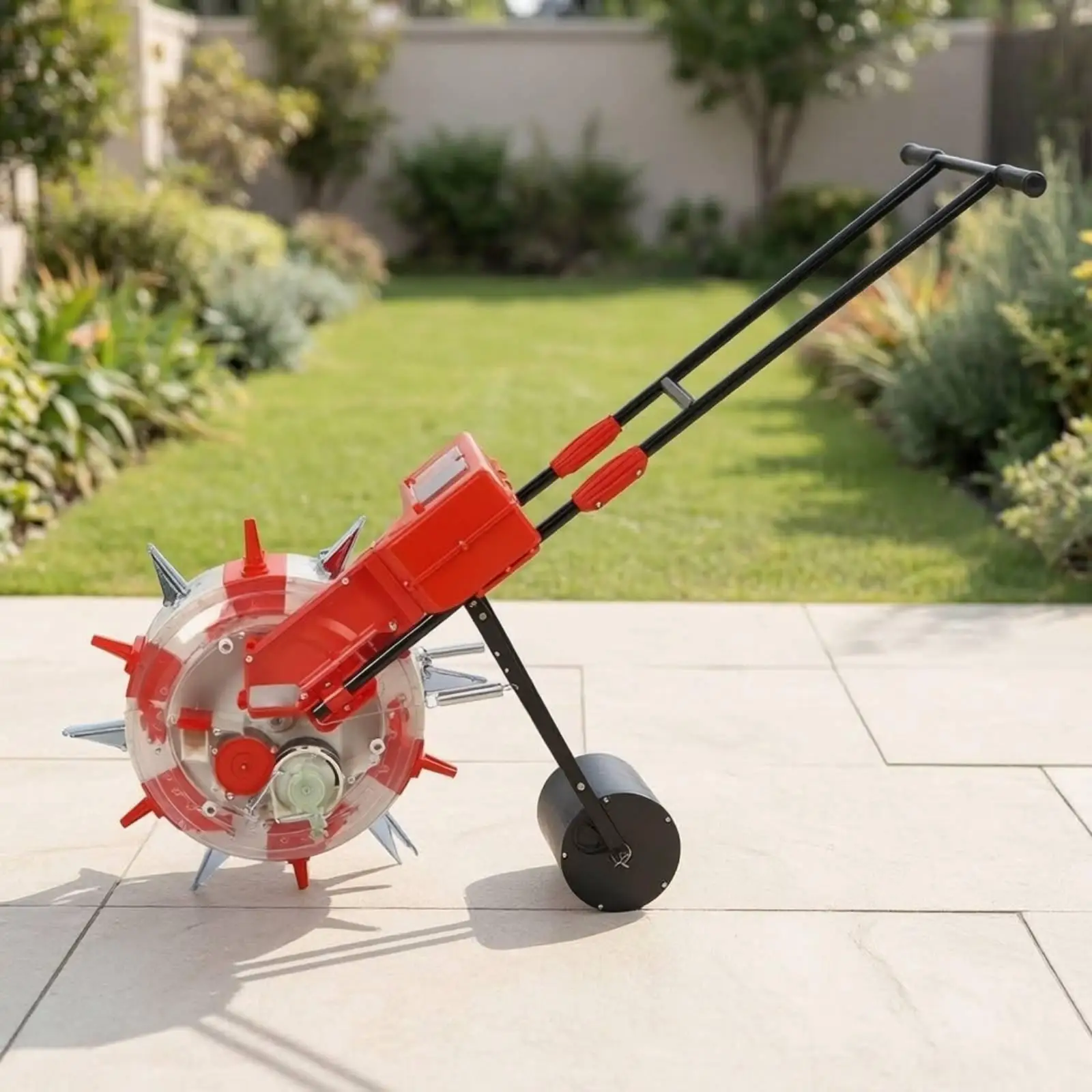 Manual Garden Seeder Planter for Vegetable Seedlings Push Wheel Sowing Tool Adjustable Row Spacing Stainless Steel