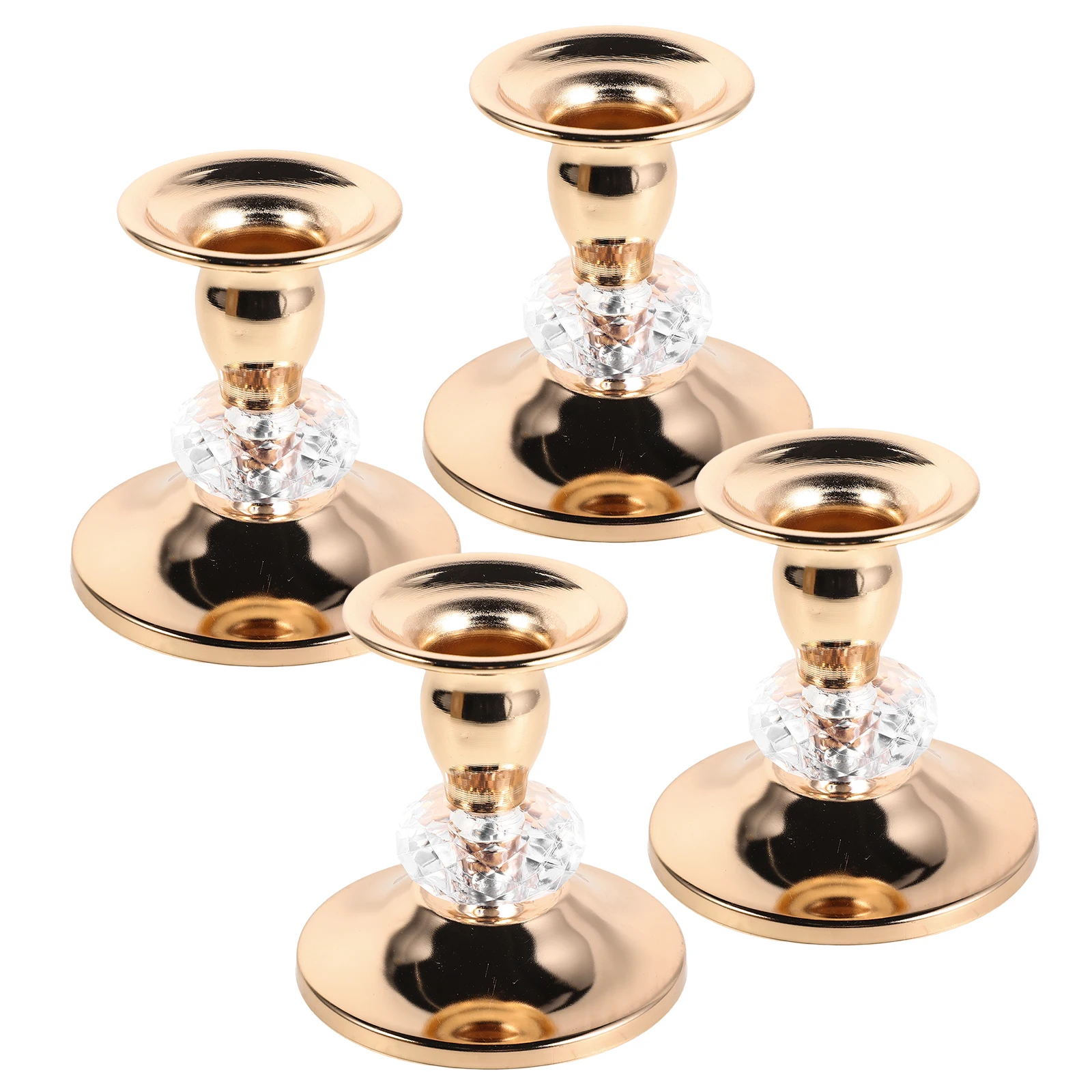 

4Pcs Metal Crystal European Style Candleholders Elegant Stable Table Centerpiece Fireplace Stand Holiday Holders