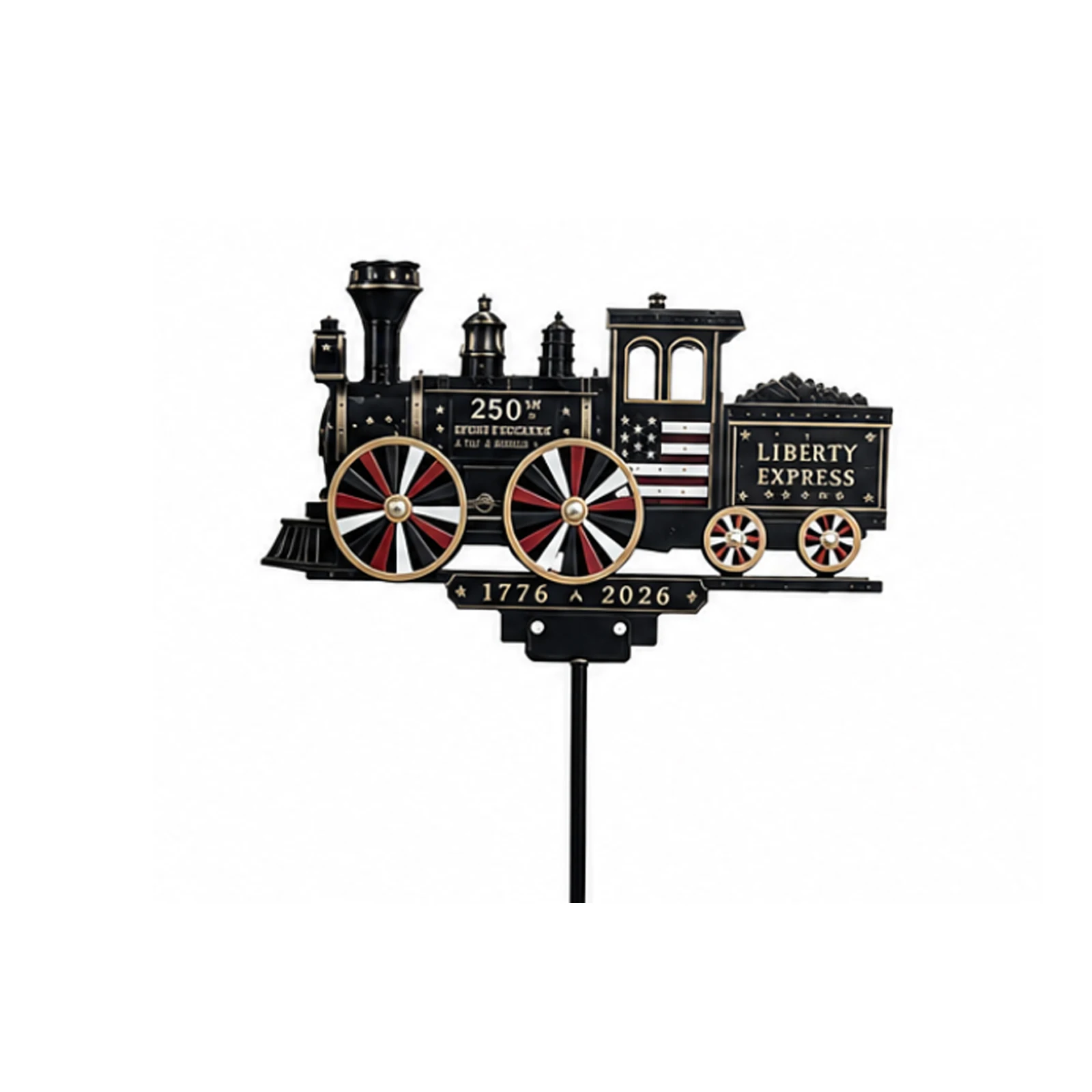 2D Flat Train Ornament with Rotating Windmill for Outdoor Garden Yard Decoration USA Indenpendant Day Holiday Decor