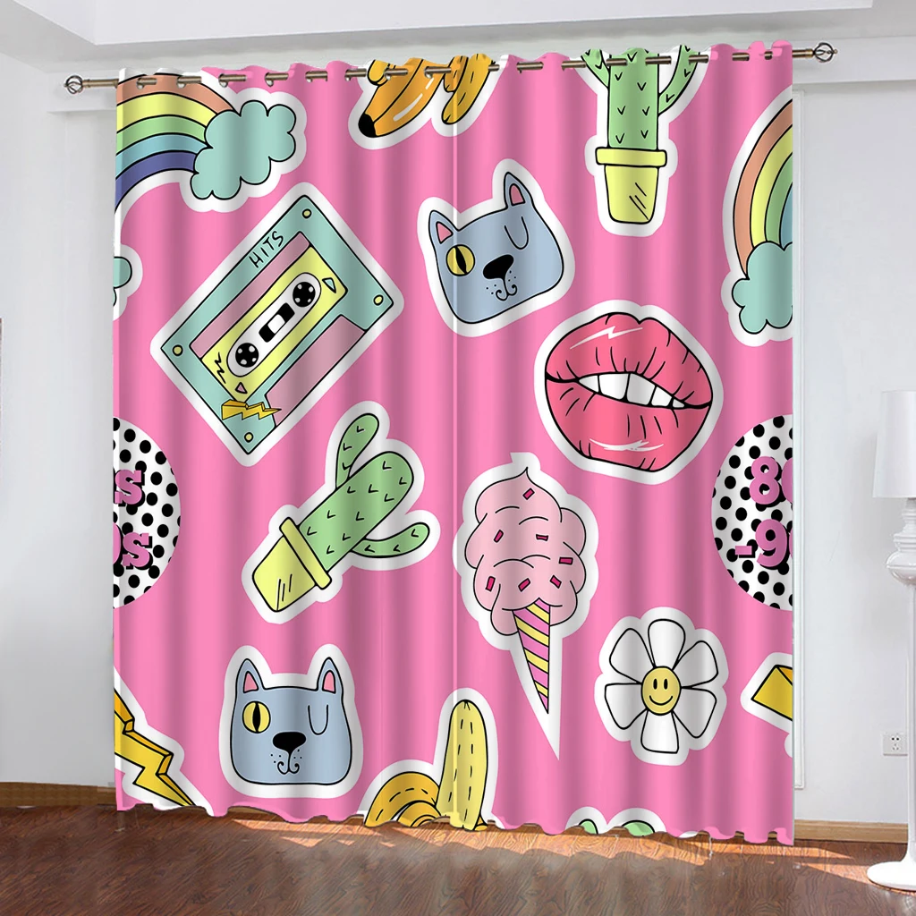 sexy lips Home Living Room Bedroom Blackout Curtains Perforated Dustproof  Balcony Screen Christmas Gifts