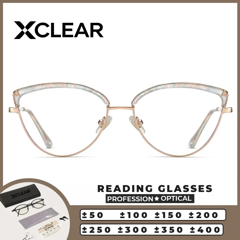 

XCLEAR Elegant Reading Glasses Skinny Face Cateye Lightweight Anti Blue Light High Quality Customized Progressive Prescription