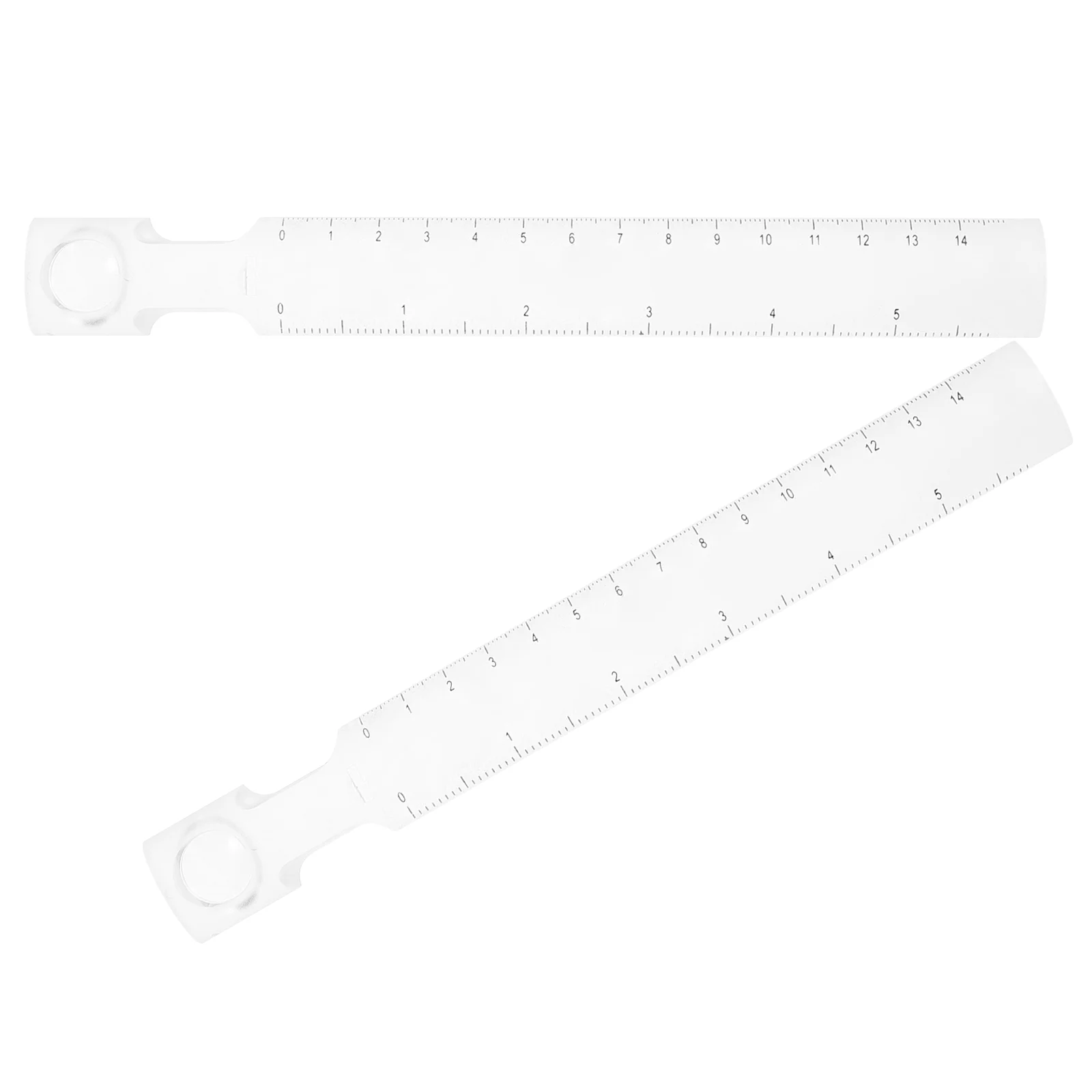 

2 Pcs Scale Ruler Magnifying Glass Measuring Tool Drafting Professional Drawing Straight Transparent with Magnifier Office