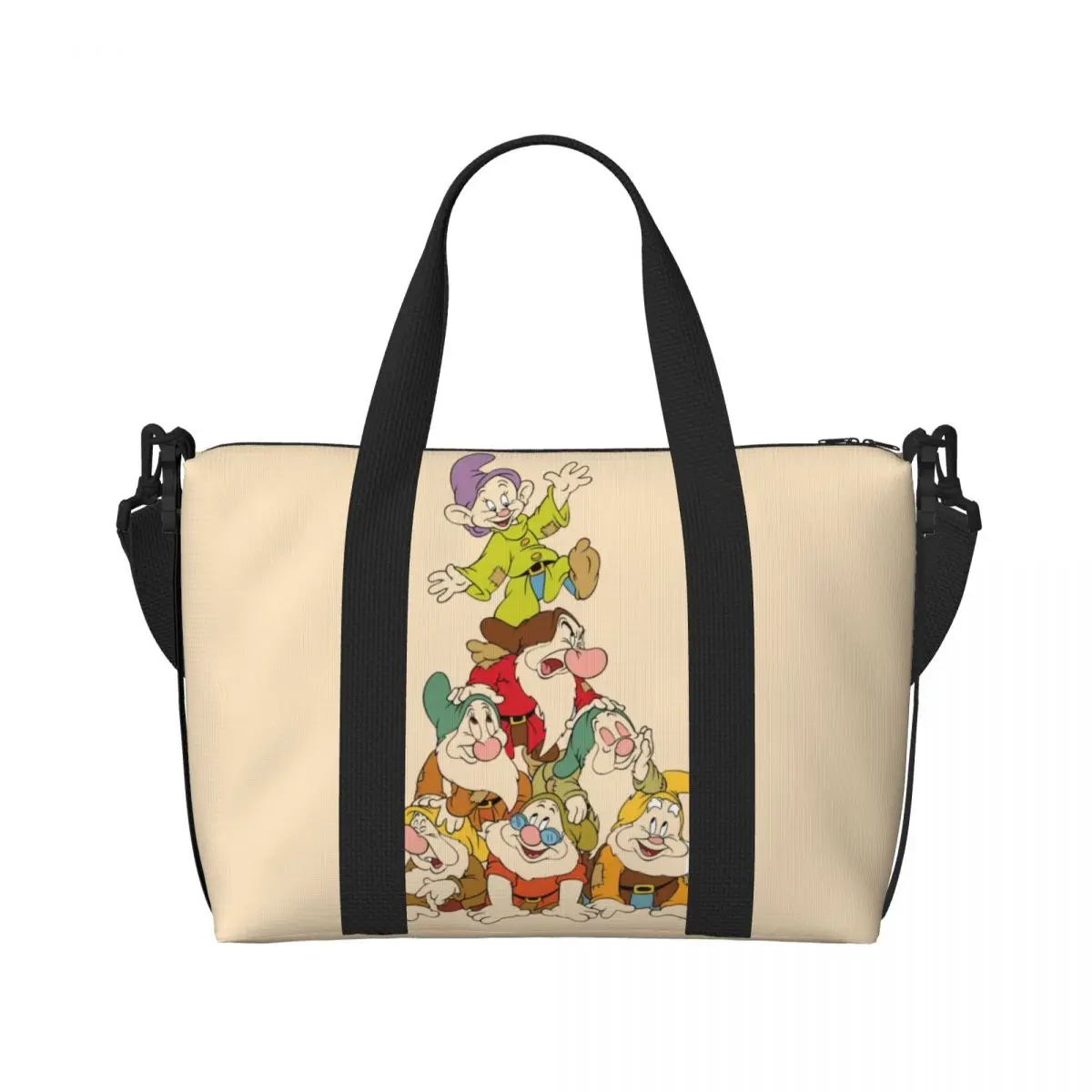 Custom Snow White And The Seven Dwarfs Grocery Tote Shopping Bag Women Big Capacity Beach Gym Travel Bags