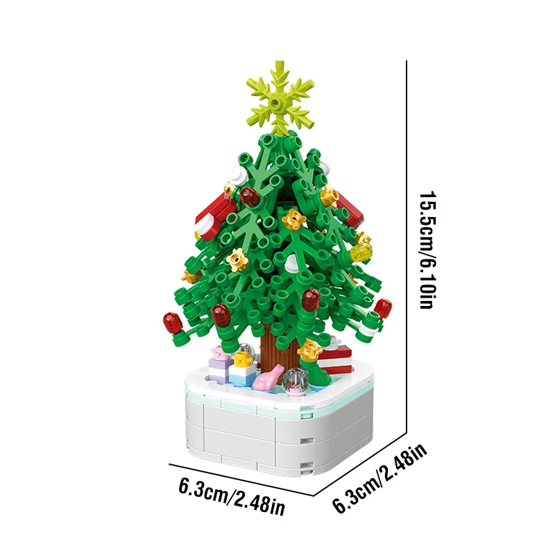 Mini árbol de Navidad en maceta, bloques de construcción ensamblados, juguetes para niños, adornos de escritorio, fiesta, regalo de Navidad para niñas y niños