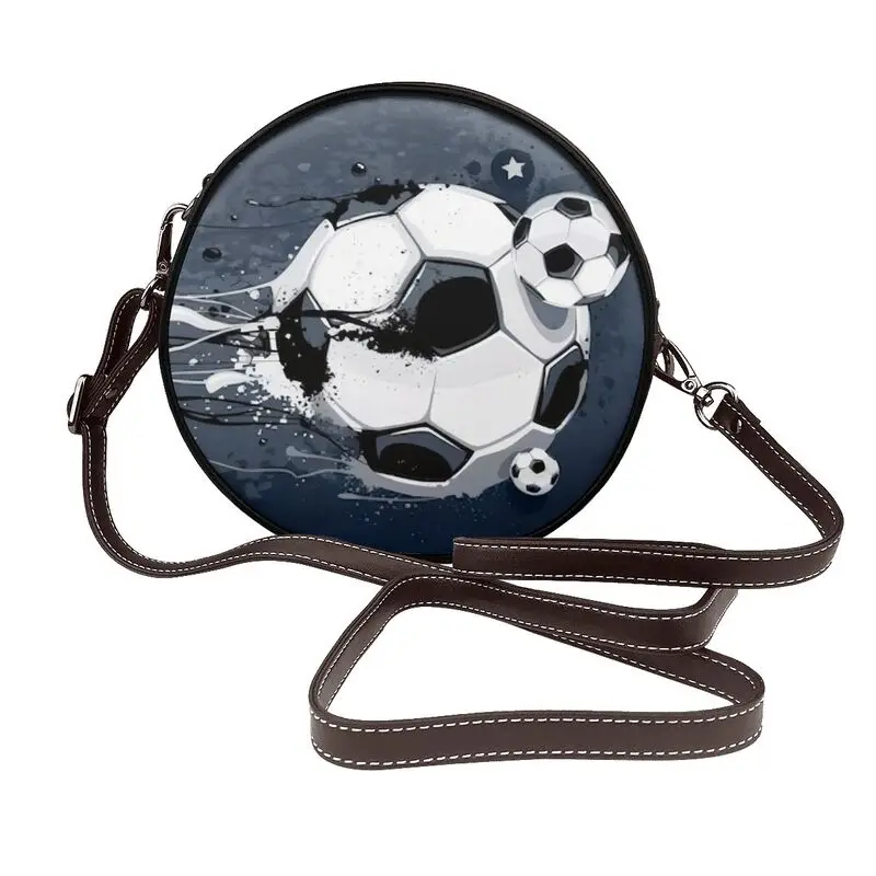 

soccer Figure motion Single shoulder bag Pu leather single shoulder round bag women's luxury large capacity crossbody purse