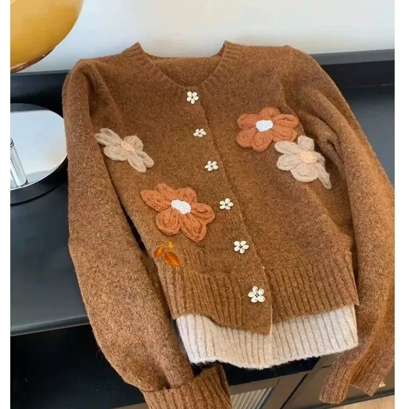 

New All-Match Casual Loose Long Sleeve Short Sweater Coat Female Knitwear Tops knit Cardigan women's Spring Autumn 2025
