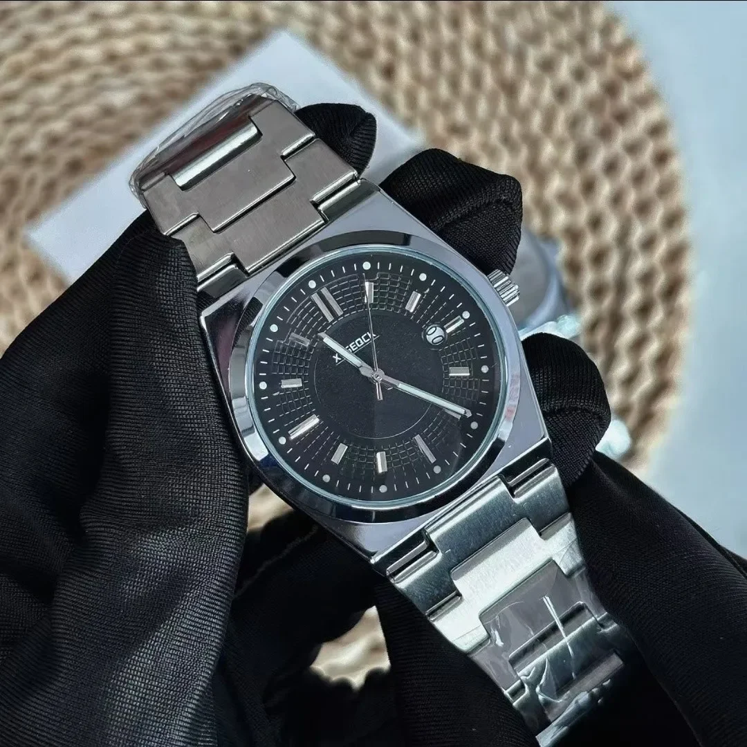 Reloj de cuarzo para hombre, con caja de acero inoxidable, resistente al agua, con esfera luminiscente, indicador de fecha, diseño analógico, ideal para el ámbito laboral y el uso diario, un accesorio de moda.