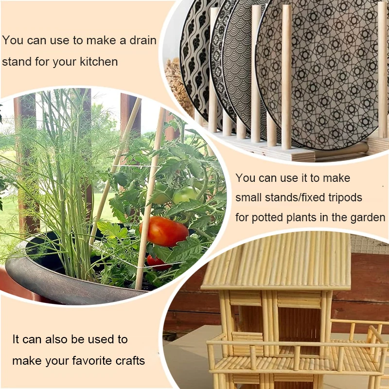 Round Wooden Stick for CraftsIce Lollies and Model Making Cake Dowel DIY Durables Dowel Building Model Woodworking Tool