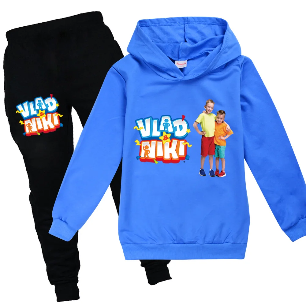 Vlad and Niki Hoodie Kids Hooded Sweatshirt + Jogging Pants 2pcs Sets Boys Cartoon Clothes Teenager Girls Casual Outifts