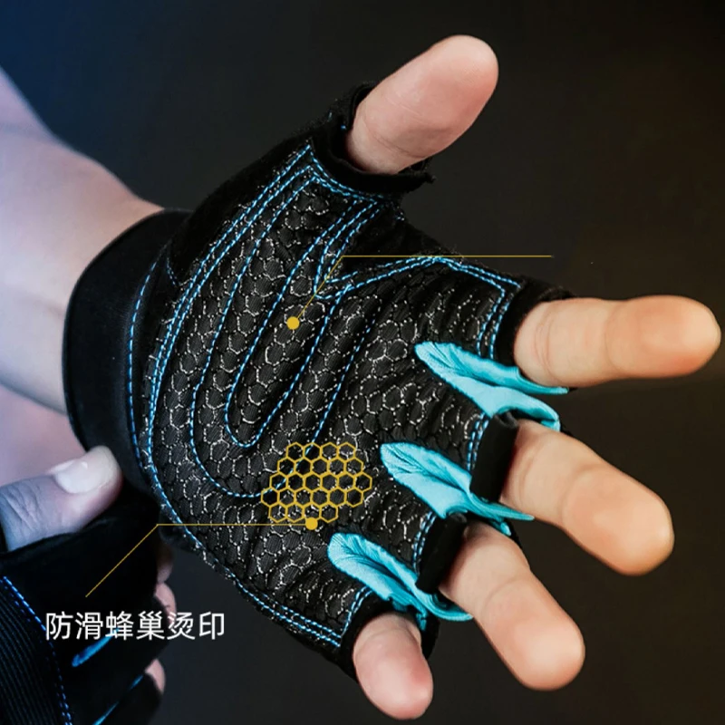 Gym Fitness Heavyweight Training Gloves Men Women Mittens Body Building Half Finger Non-Slip Gloves Wrist Weightlifting Sports