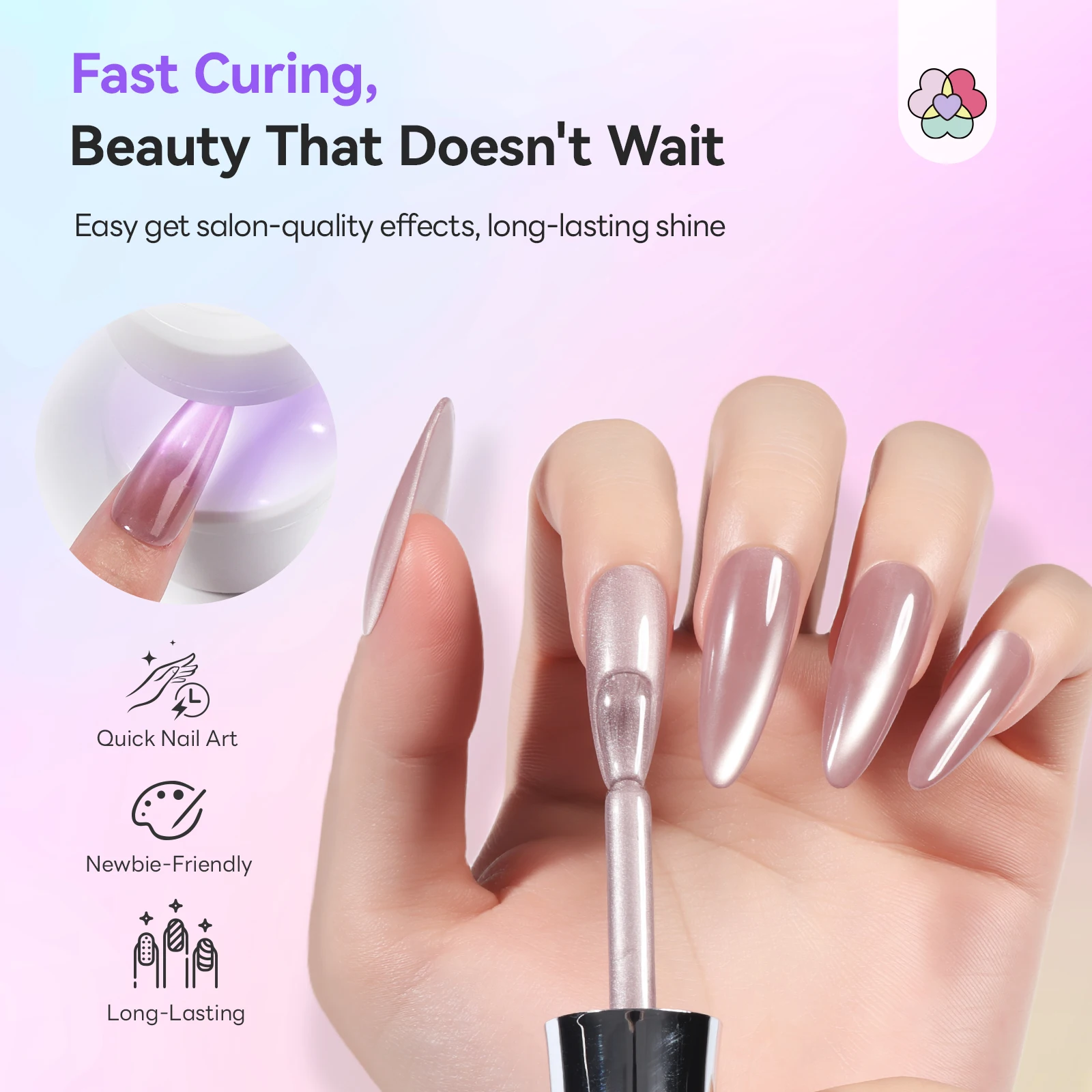 مجموعة تلميع جل بخطوة واحدة من سافيلاند، تركيبة جيلي شفافة 5 في 1 مع ضوء الأشعة فوق البنفسجية، سريع الجفاف للمنزل، مجموعة مانيكير للسفر #3