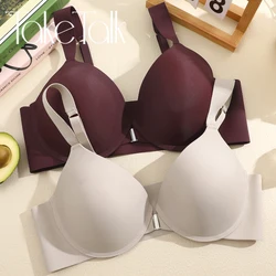 Women Sexy Seamless Bras Underwire Push Up Brassiere Deep V Neck Front Buckle Bra Female Plus Size Underwear Soft Solid Lingerie